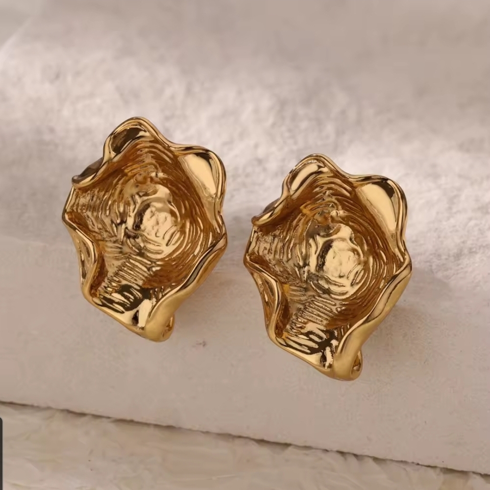 Gold Floral Sculptural Earrings